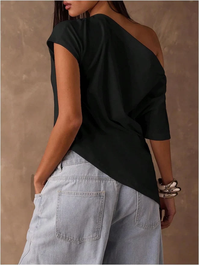 Off The Shoulder Tops for Women Asymmetrical Y2K Going Out T by OYOANGLE