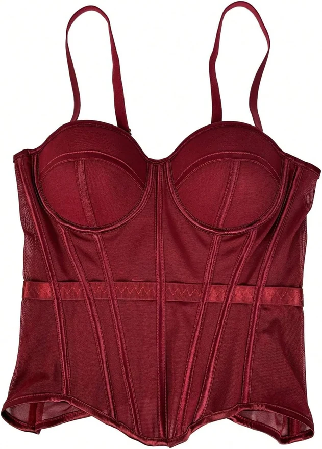 Bustier Corset Top See Through Mesh Boned Cami Tops by OYOANGLE, photograph 2 of 3