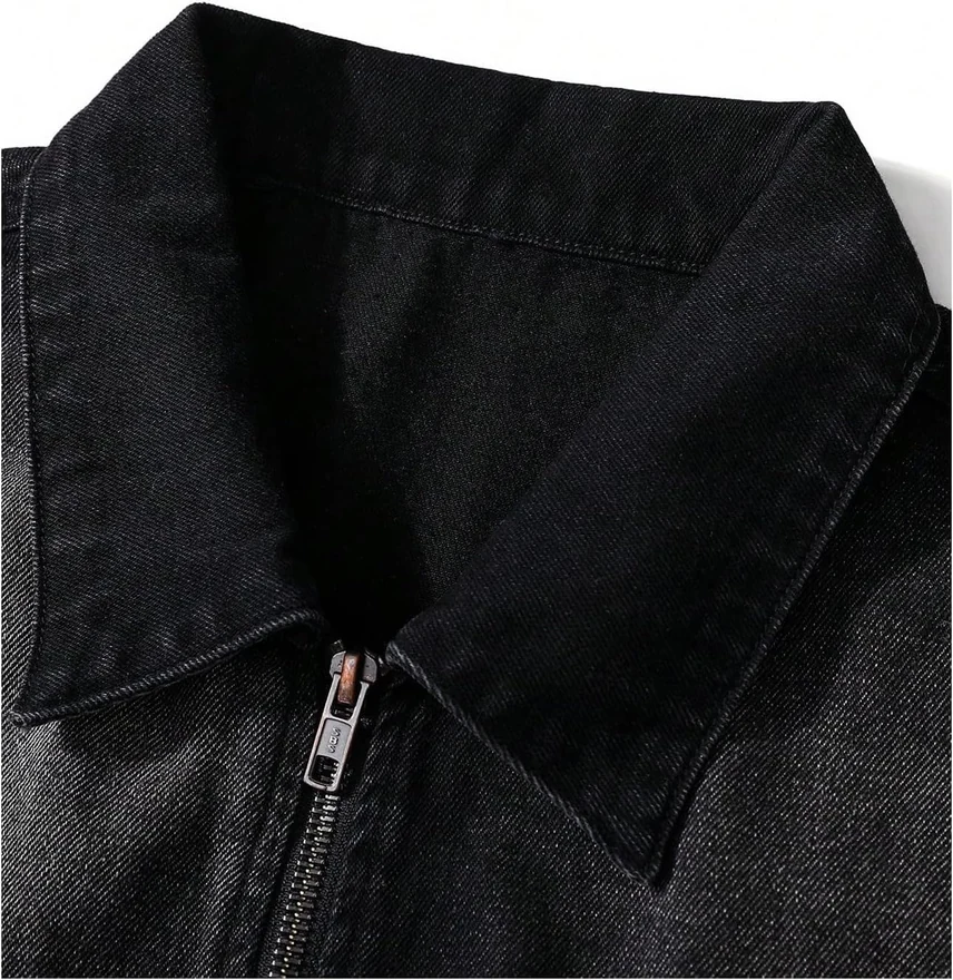 Zip Up Sleeveless Denim Jacket Frayed Raw Hem Jean Jackets by OYOANGLE, photograph 3 of 4