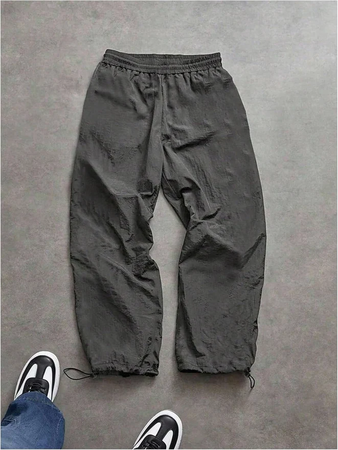 Drawstring Waist Letter Graphic Baggy Pants Y2K Slogan Trousers by OYOANGLE