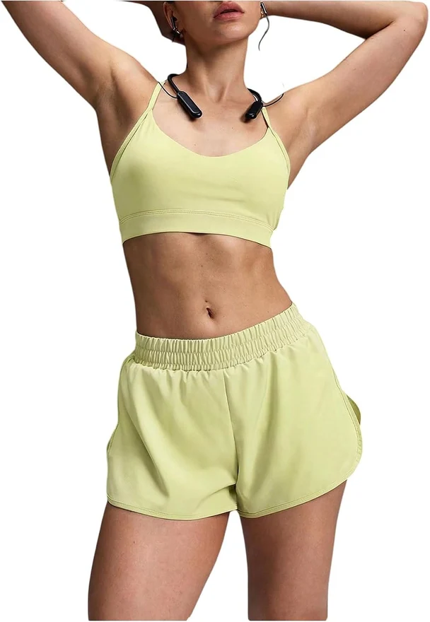 Workout Sets for Women 2 Pieces Halter Sports Bra Top and Shorts by OYOANGLE