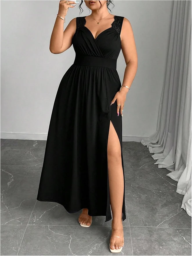 Plus Size Formal Evening Maxi Dress Wedding Guest Party by OYOANGLE, photograph 2 of 3