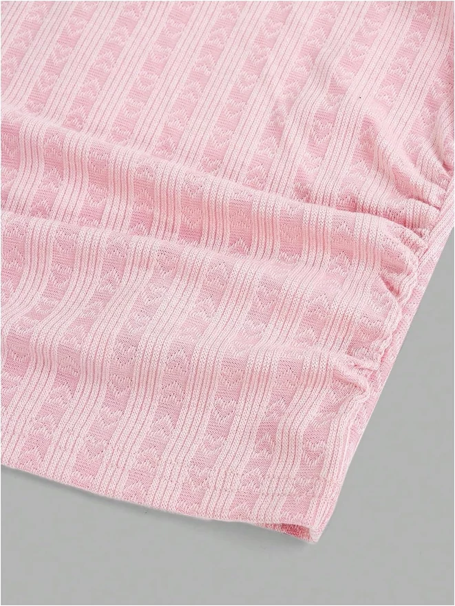 Girl's Cute Ribbed Spaghetti Strap Tank Tops Light Pink by OYOANGLE, photograph 4 of 4
