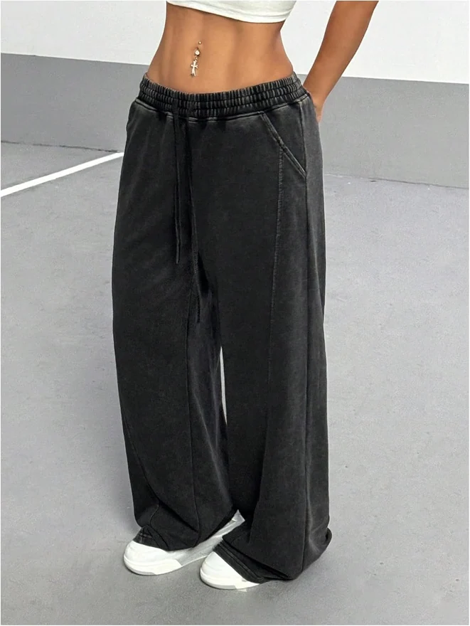 Wide Leg Y2K Vintage Sweatpants Hip Hop Streetwear Pants by OYOANGLE, photograph 3 of 3