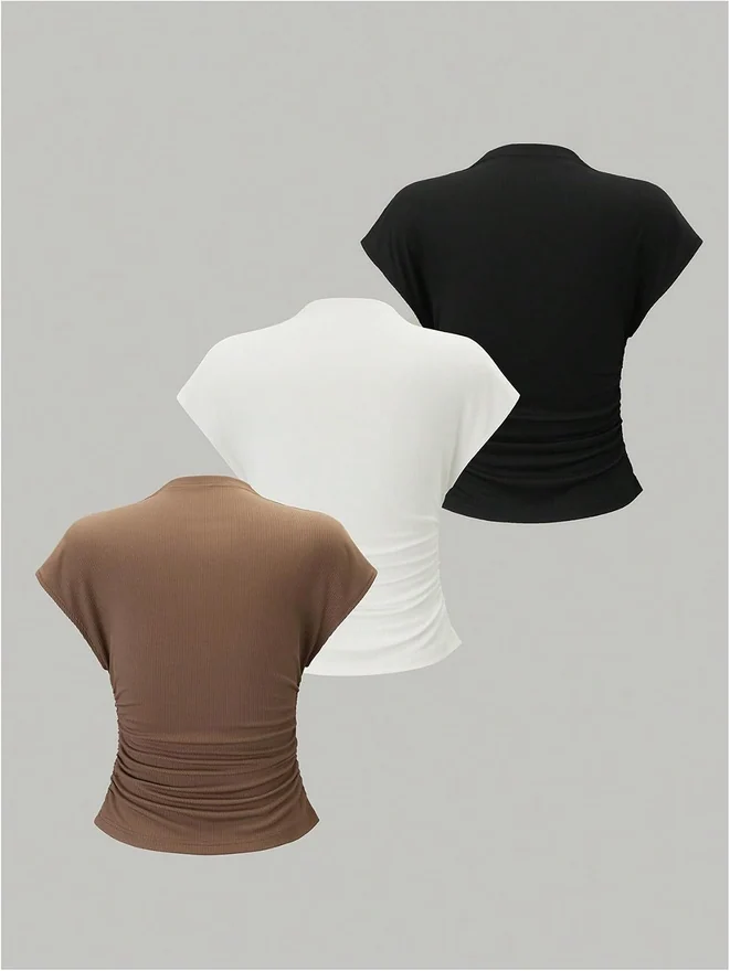 3 Pack Business Casual Outfits Mock Neck Ribbed Tank Tops by OYOANGLE, photograph 2 of 4
