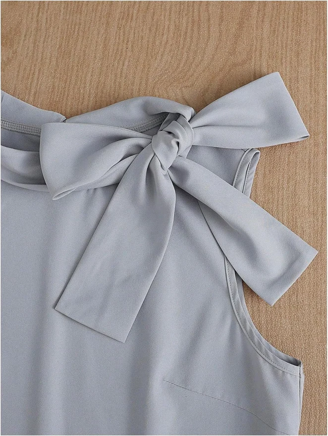2 Piece Skirt Set Bow Tie Sleeveless Blouse and Polka Dots Mini by OYOANGLE, photograph 3 of 4