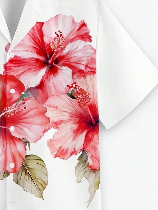Hawaiian Shirts Floral Short Sleeve Button Down Shirt Summer by OYOANGLE, photograph 2 of 4