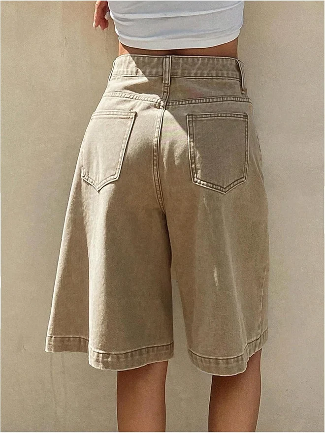 Y2K Baggy Jorts Wide Leg High Waisted Bermuda Denim Shorts by OYOANGLE, photograph 3 of 4