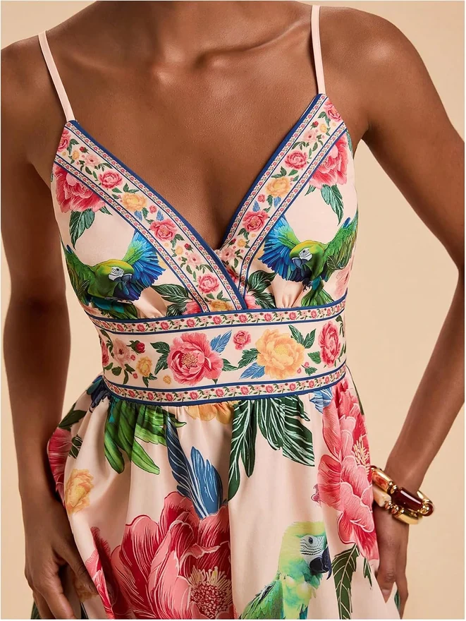 Hawaiian Tropical Dresses for Women Floral Summer Sundress by OYOANGLE, photograph 3 of 4
