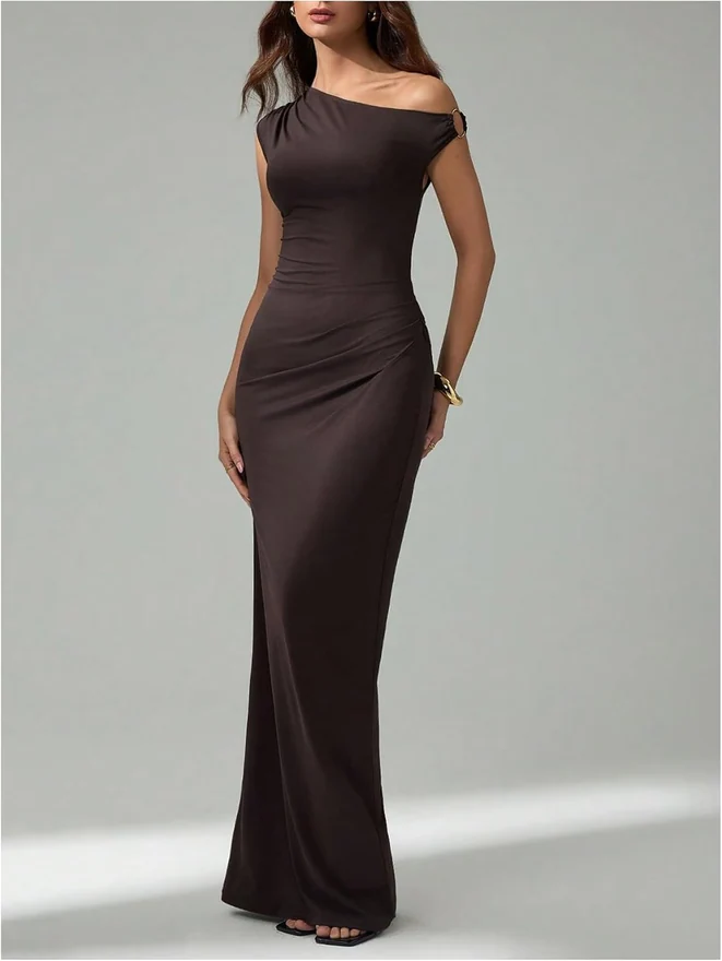 Off The Shoulder Bodycon Maxi Dress Wedding Guest Dresses by OYOANGLE, photograph 3 of 3