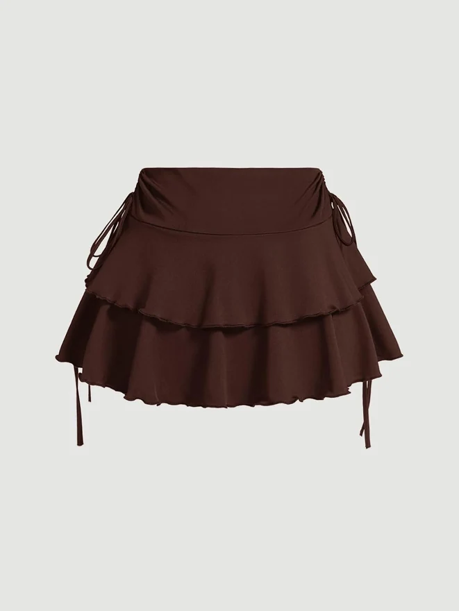 Plus Size High Waisted Y2K A Line Ruffle Skorts Mini Skirt by OYOANGLE, photograph 4 of 4