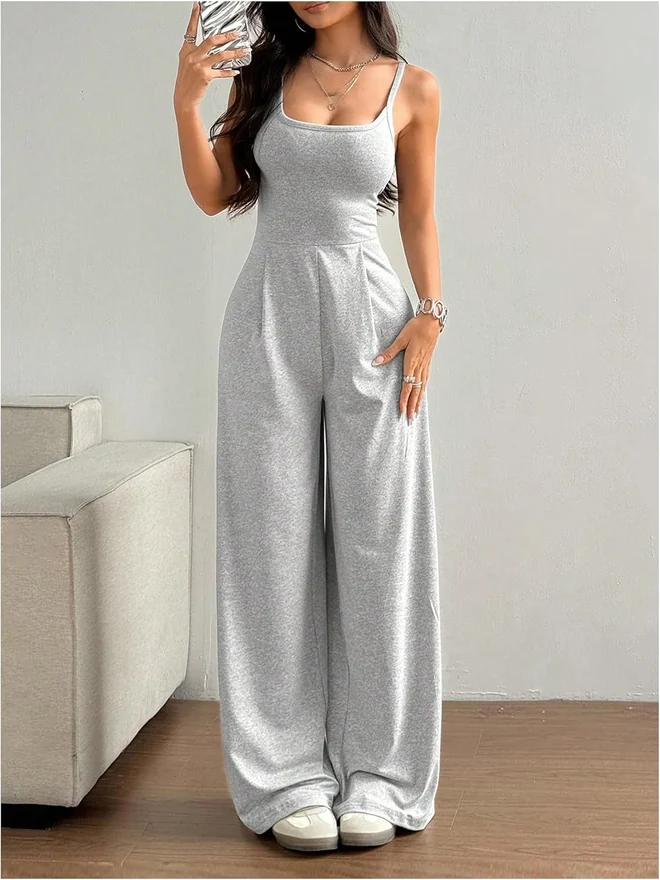 Strappy Backless Jumpsuits Wide Leg One Piece Outfits by OYOANGLE, photograph 3 of 3
