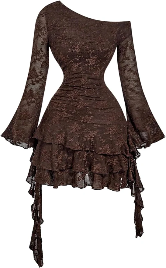 Western Cowgirl Lace Jacquard Off The Shoulder Mini Dress by OYOANGLE
