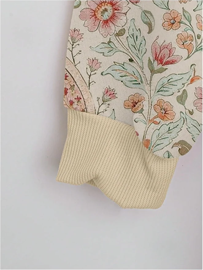 Plus Size Floral Graphic Hoodie with Pockets Boho Top Beige and by OYOANGLE, photograph 3 of 3