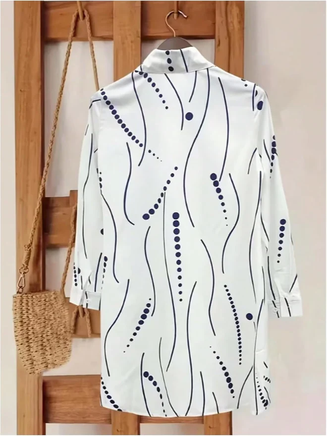 Graphic Print Shirt Dress Collared A‐Line Work Out Dresses by OYOANGLE