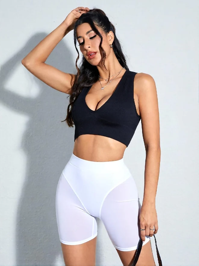 Sheer Mesh Biker Shorts Sexy Workout Booty Short Leggings by OYOANGLE, photograph 4 of 4