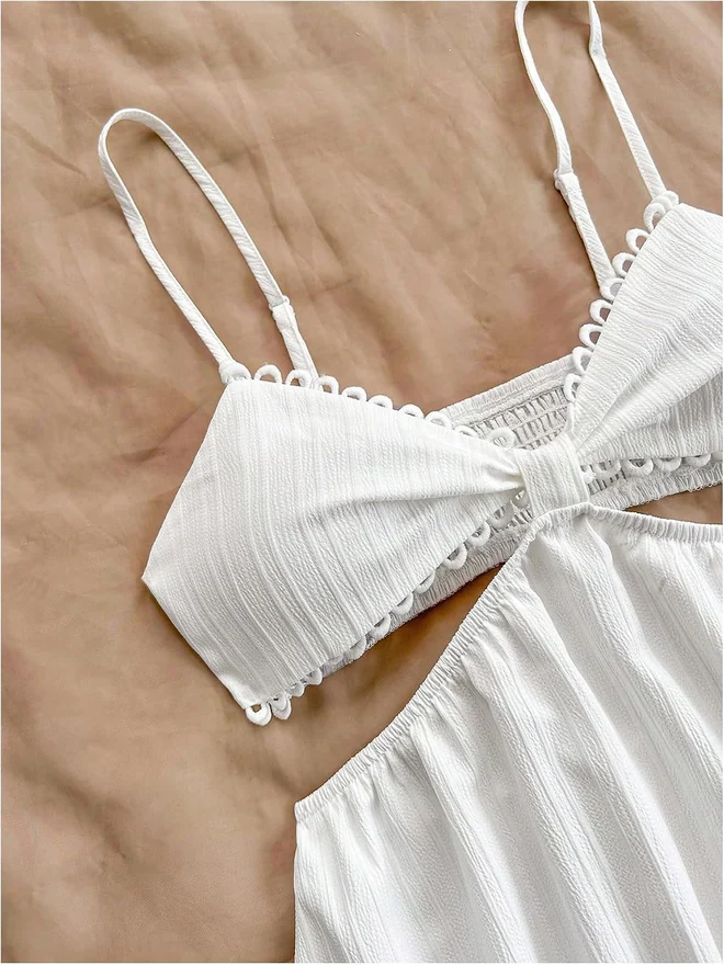 Cut Out Smocked Sundress Backless Ruffle A Line Cami Dress by OYOANGLE, photograph 3 of 4