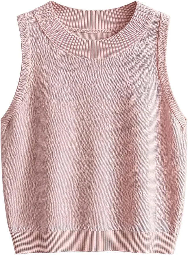 Sleeveless Sweater Vest Crew Neck Pullover Sweaters Basic Going by OYOANGLE, photograph 4 of 4