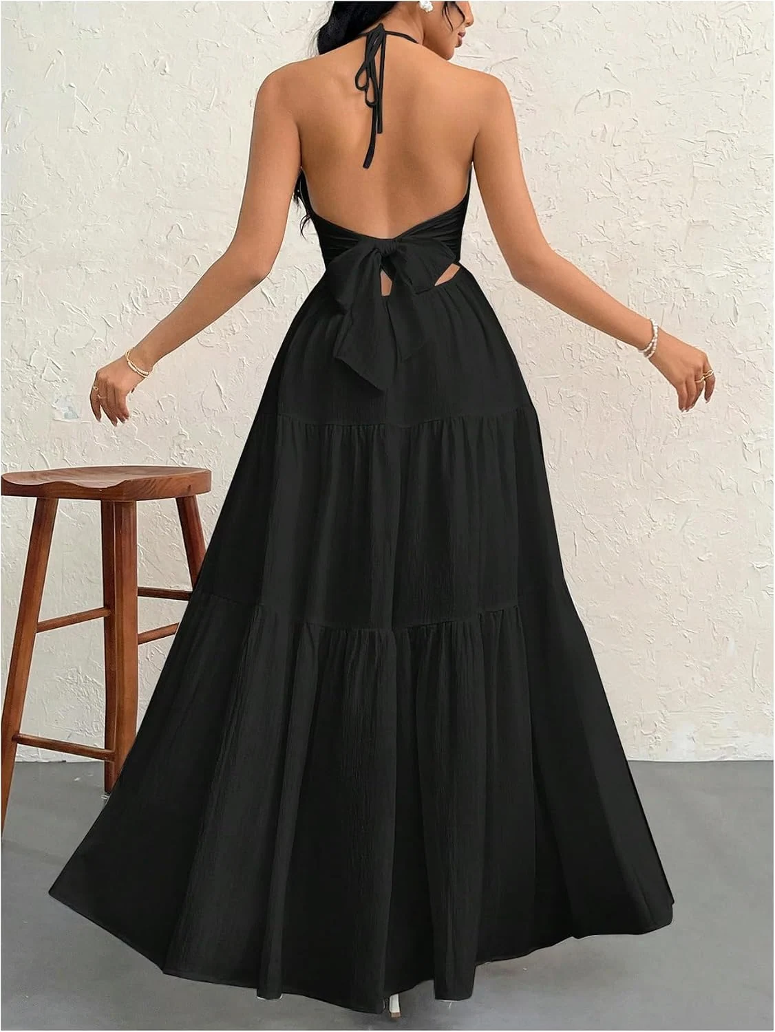 Summer Beach Halter Sundress Formal Wedding Guest Dress by OYOANGLE, photograph 1 of 3