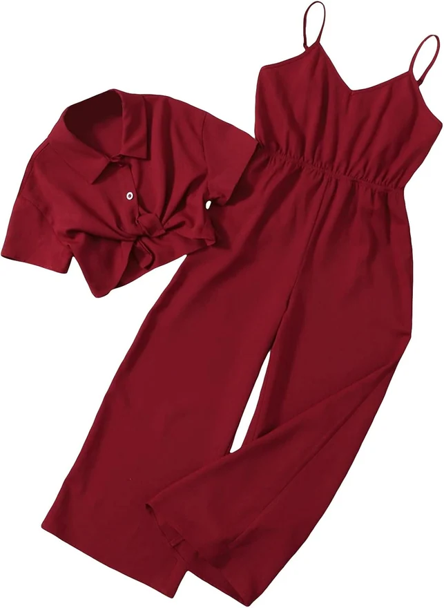 Girl's 2 Piece Outfits Cute Teen Girl Clothes Jumpsuit Pants Set by OYOANGLE