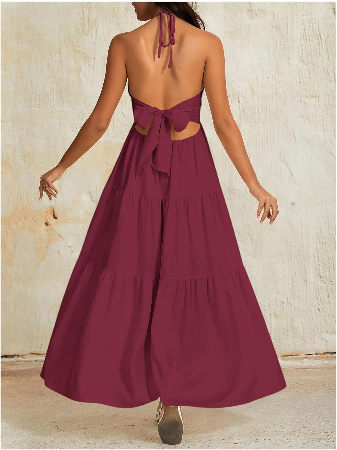 Summer Beach Halter Sundress Formal Wedding Guest Dress by OYOANGLE, photograph 1 of 3