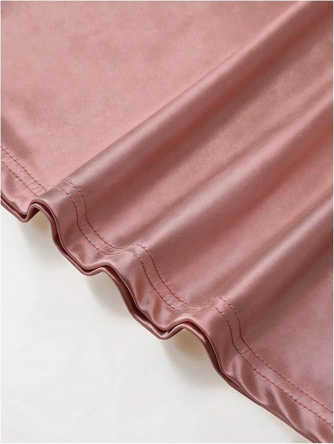 Satin Spaghetti Strap Midi Wedding Dress Elegant Cowl Neck Side by OYOANGLE, photograph 2 of 3