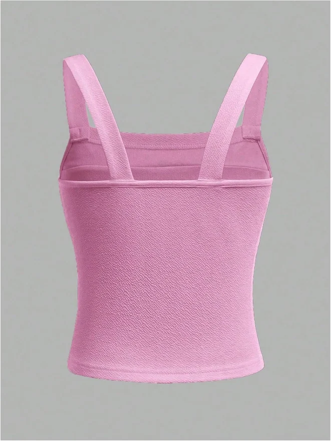 Girl's Cute Bow Tank Tops Pink by OYOANGLE, photograph 2 of 4