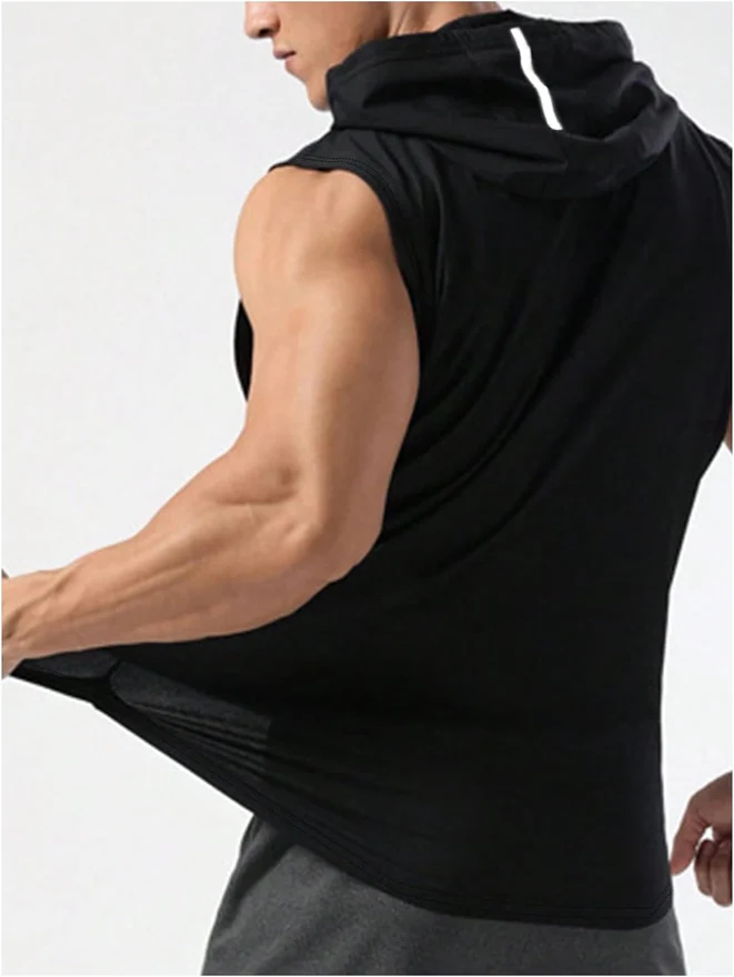 Workout Hooded Tank Top Drawstring Sleeveless Gym Workout by OYOANGLE, photograph 3 of 4