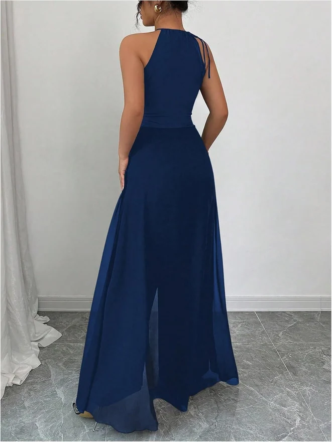 Wide Leg Halter Jumpsuit by OYOANGLE, photograph 2 of 3