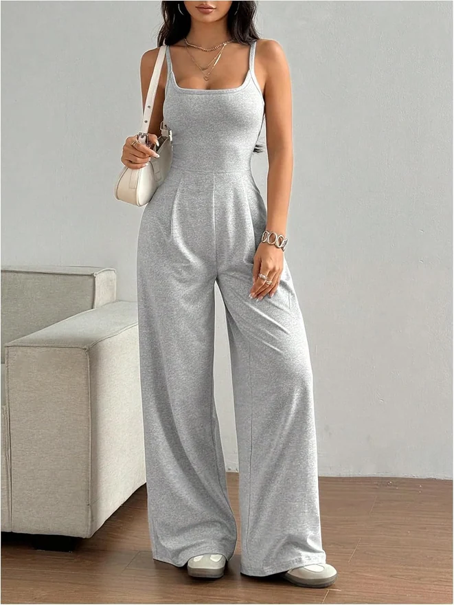 Strappy Backless Jumpsuits Wide Leg One Piece Outfits by OYOANGLE, photograph 2 of 3