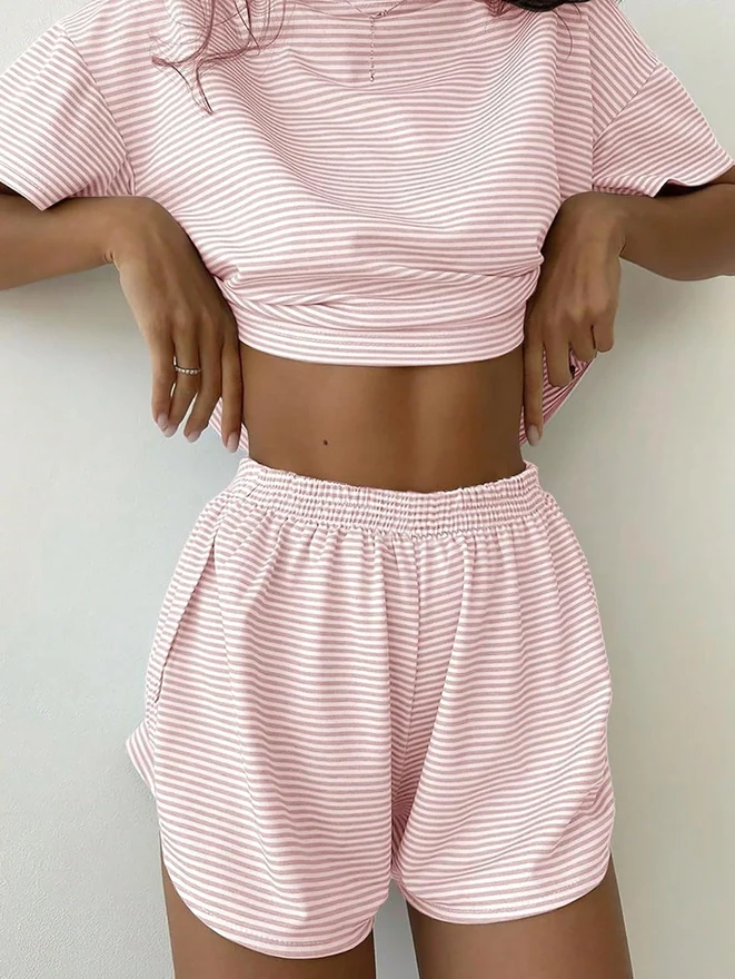 Pajamas for Women Set Cute Pjs Top and Split Shorts Lounge Sets by OYOANGLE, photograph 2 of 4