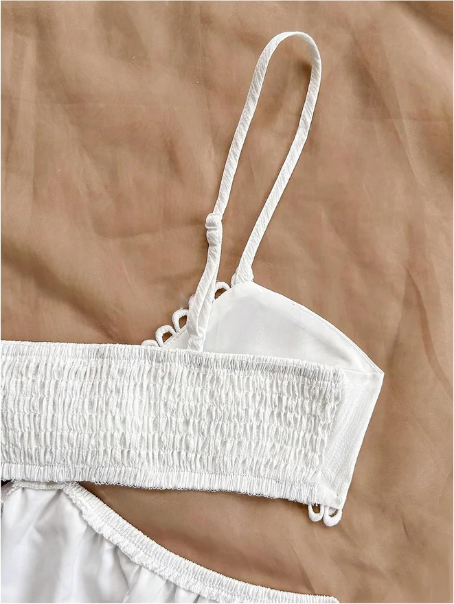 Cut Out Smocked Sundress Backless Ruffle A Line Cami Dress by OYOANGLE, photograph 4 of 4