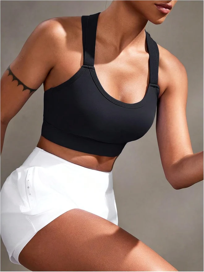 Sports Bra Cut Out Criss Cross Back Padded Yoga Crop Tops by OYOANGLE, photograph 2 of 4