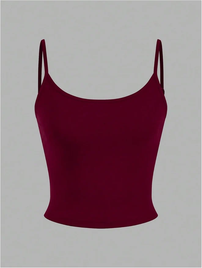 4 Pack Scoop Neck Cami Top Basic Solid Spaghetti Strap Fitted by OYOANGLE, photograph 4 of 4