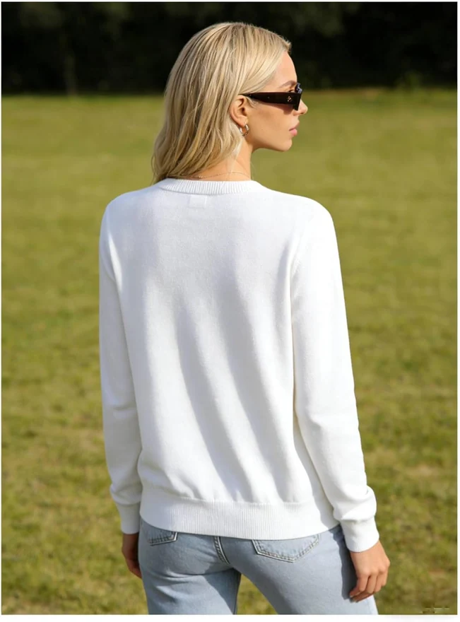 Lightweight Cardigan Button Front Knit Crew Neck Sweater by OYOANGLE, photograph 2 of 3