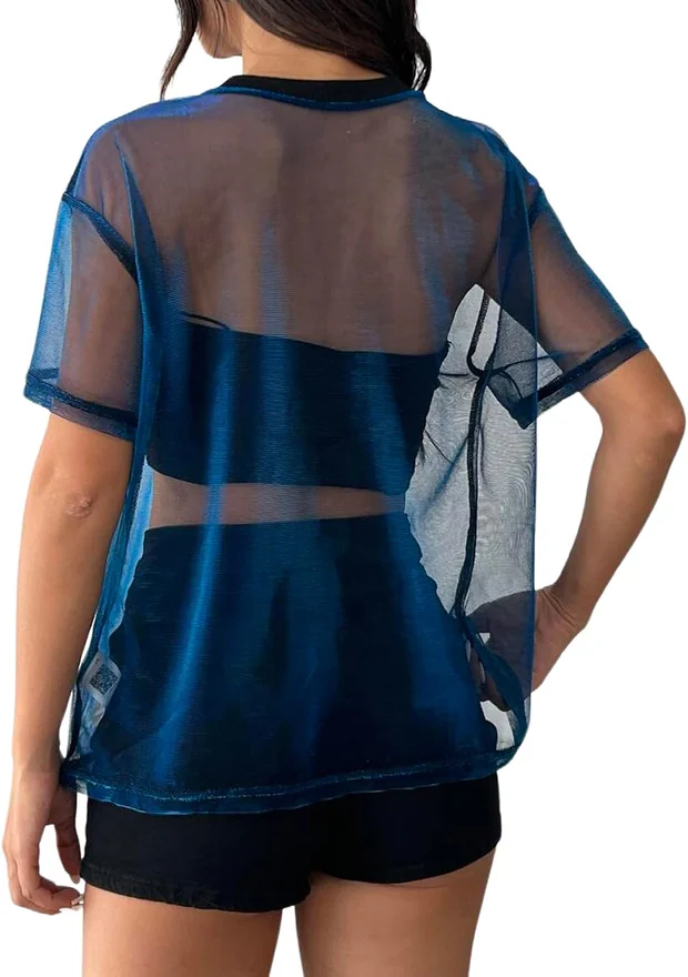 Rave Outfits for Women Concert Festival See Through Top Blouse by OYOANGLE, photograph 2 of 4