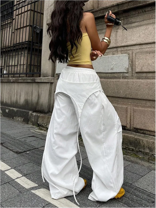 Y2k Barrel Pants Layered Baggy Streetwear Parachute Pants by OYOANGLE