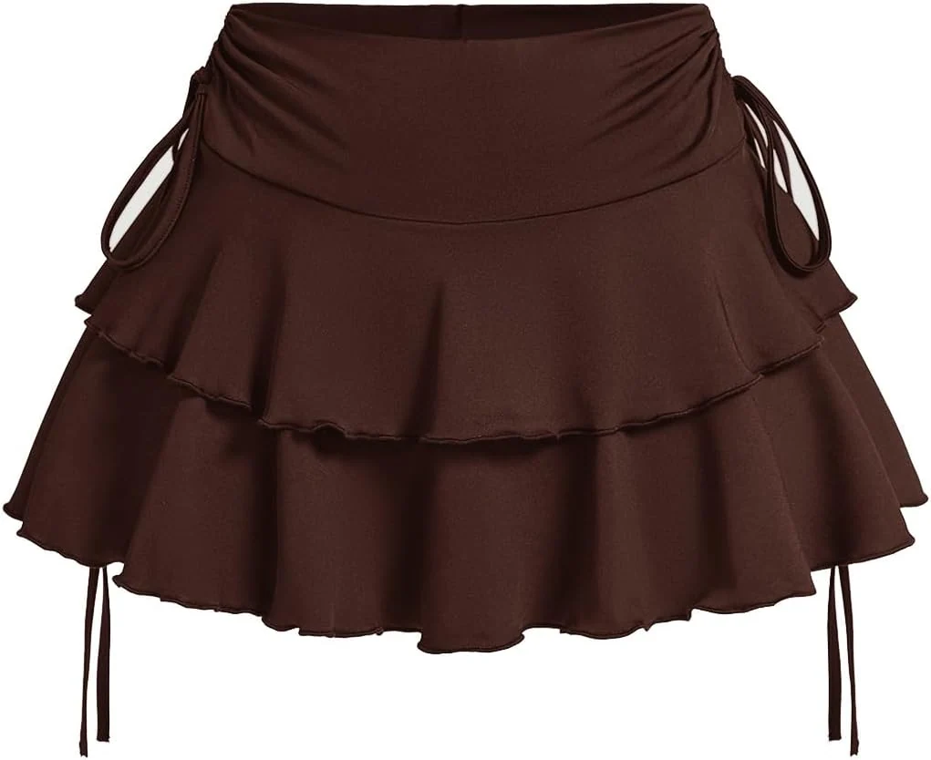 Plus Size High Waisted Y2K A Line Ruffle Skorts Mini Skirt by OYOANGLE, photograph 1 of 4