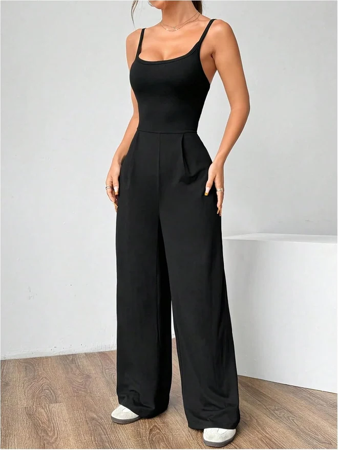 Strappy Backless Jumpsuits Wide Leg One Piece Outfits by OYOANGLE