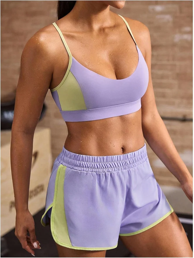 Workout Sets 2 Piece Sport Bra and Shorts Matching Clothes by OYOANGLE, photograph 4 of 4