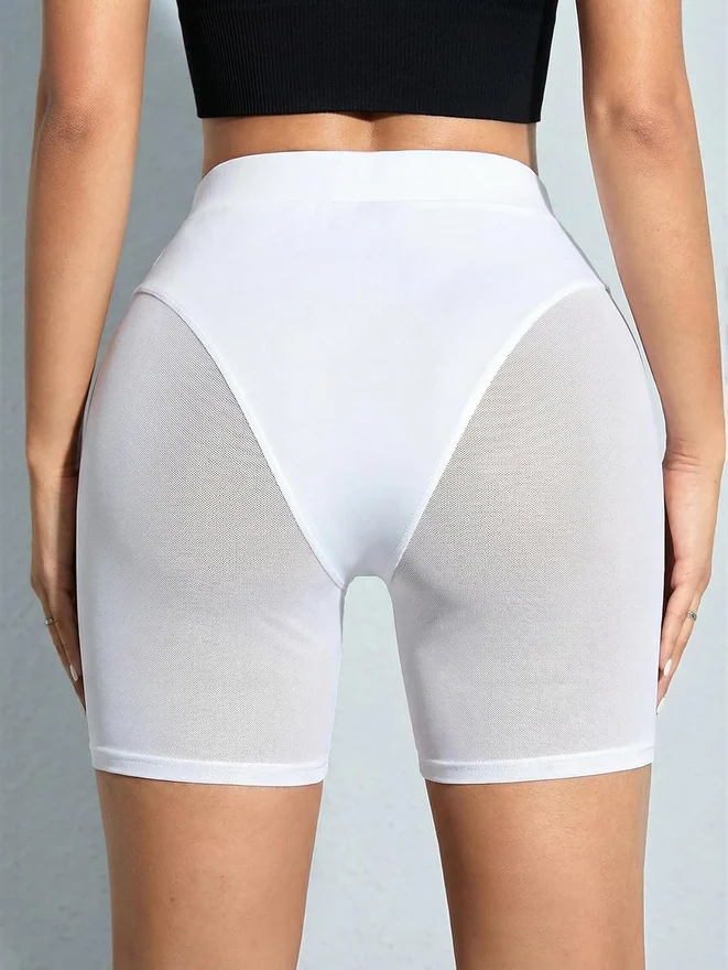 Sheer Mesh Biker Shorts Sexy Workout Booty Short Leggings by OYOANGLE, photograph 2 of 4