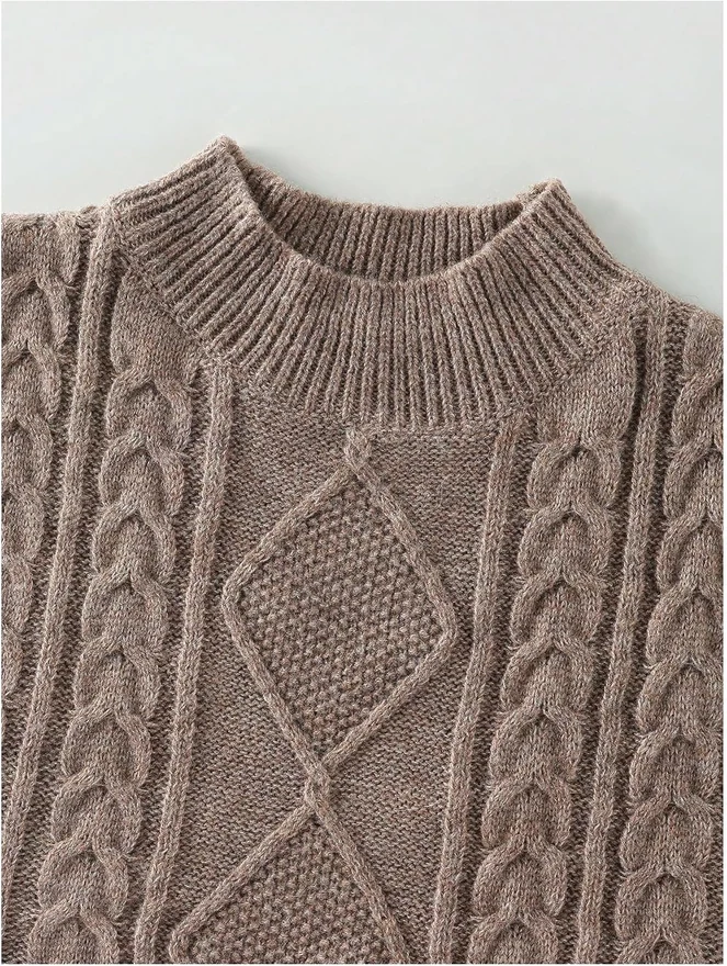 Cable Knit Sweater Dress Sleeveless A Line Knit Mini Dress by OYOANGLE, photograph 2 of 3