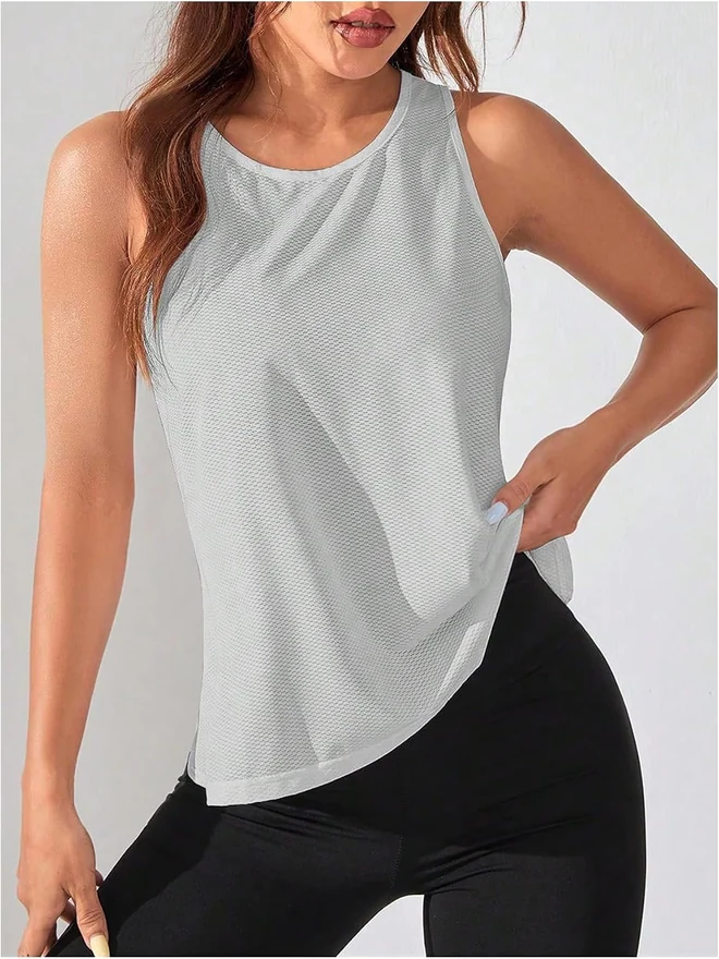 Open Back Workout Tops for Women Backless Athletic Tank Tops by OYOANGLE