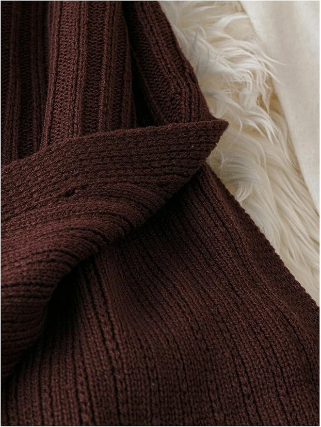 Split Hem Ribbed Knit Sweater Dress Short Dresses by OYOANGLE, photograph 2 of 4