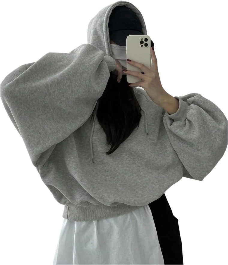 Oversized Hoodies Drawstring Long Sleeve Loose Fit Hooded by OYOANGLE