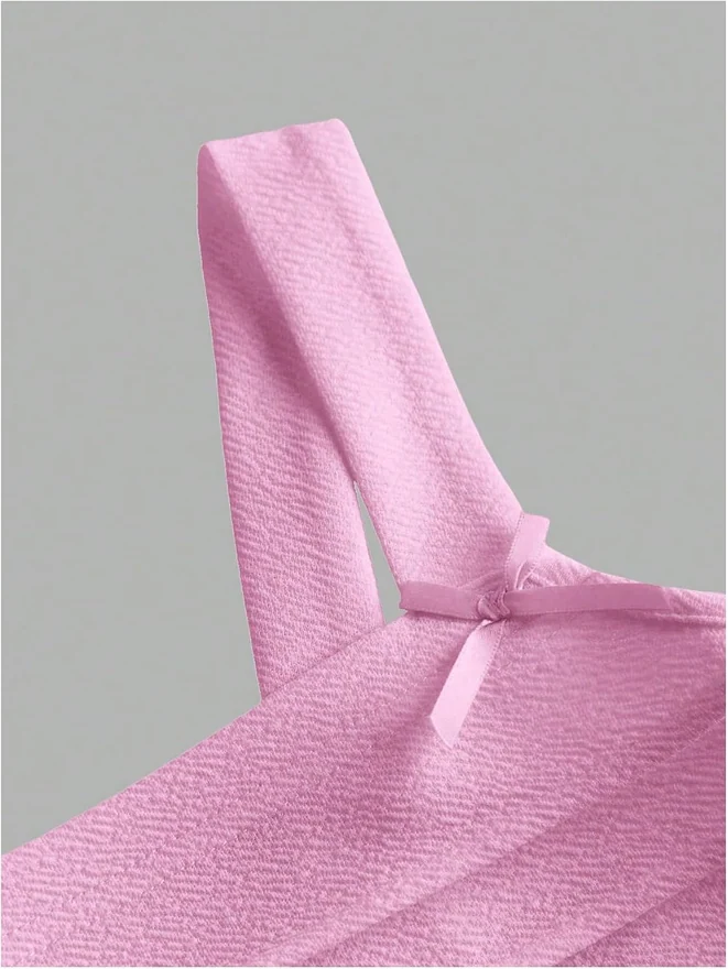 Girl's Cute Bow Tank Tops Pink by OYOANGLE, photograph 3 of 4