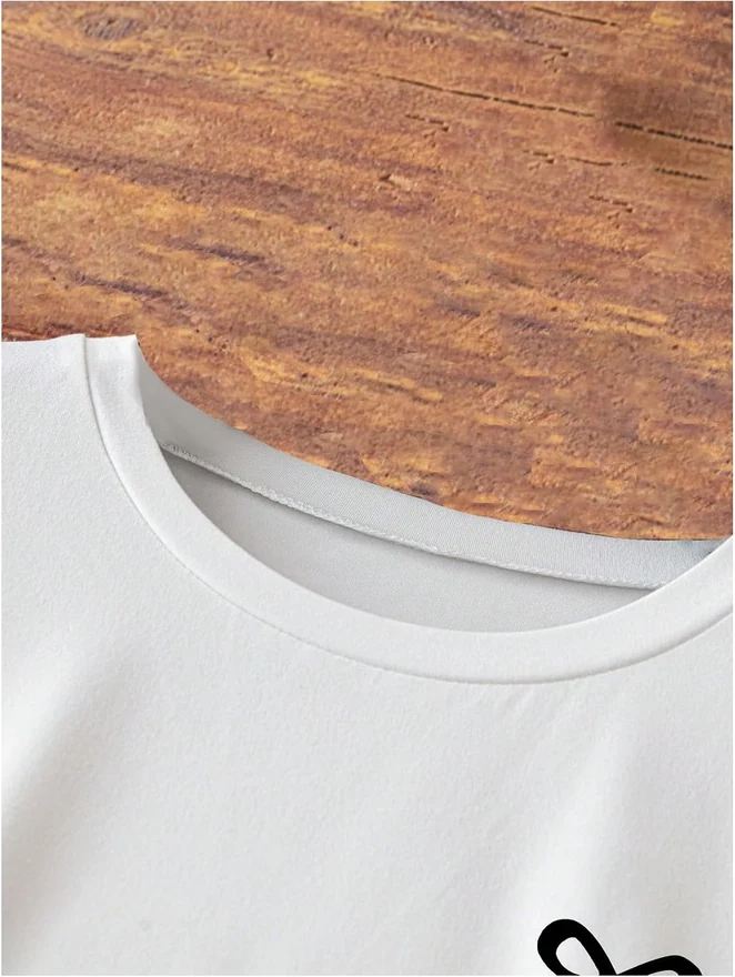 Bow Graphic Short Sleeve T Shirts Crew Neck Summer Tee Shirts by OYOANGLE, photograph 2 of 4