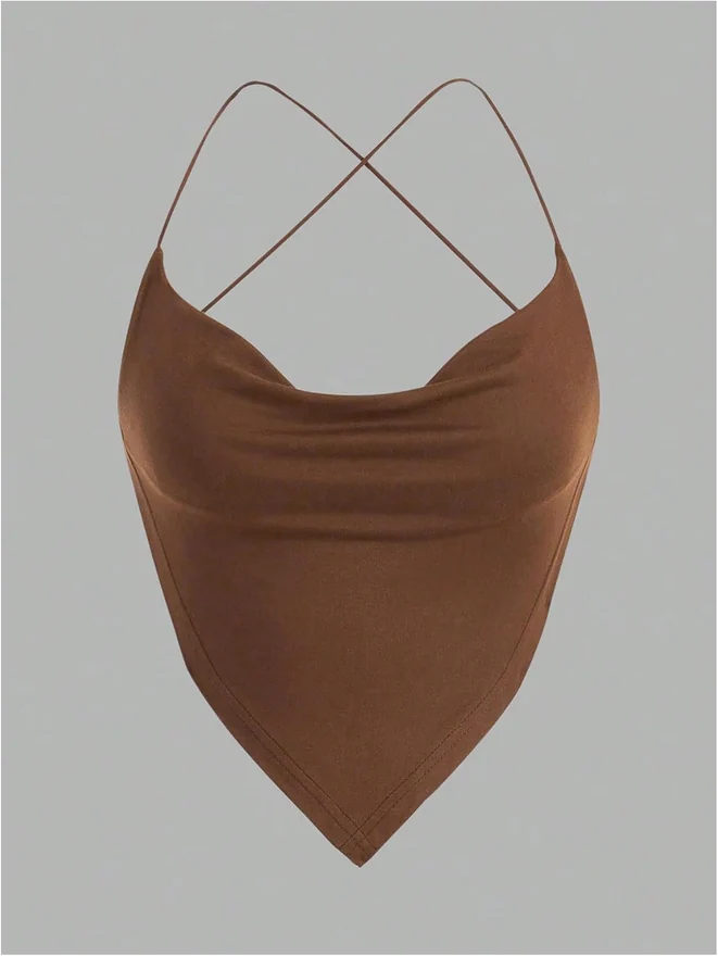 3 Pack Draped Cami Tops Y2K Criss Cross Going Out Tops by OYOANGLE, photograph 4 of 4