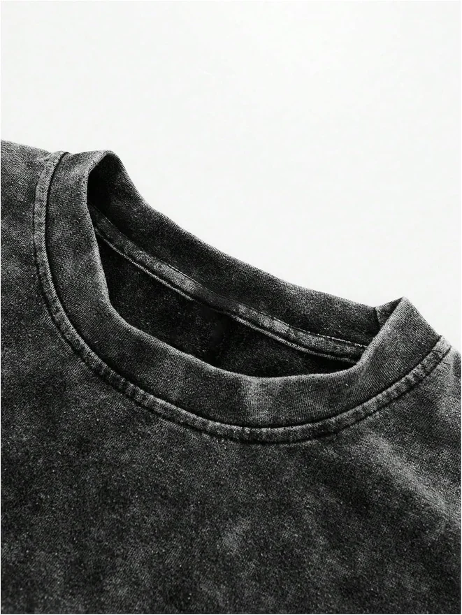 Ripped Washed Tee Shirt Crewneck Short Sleeve Distressed Grunge by OYOANGLE, photograph 3 of 4