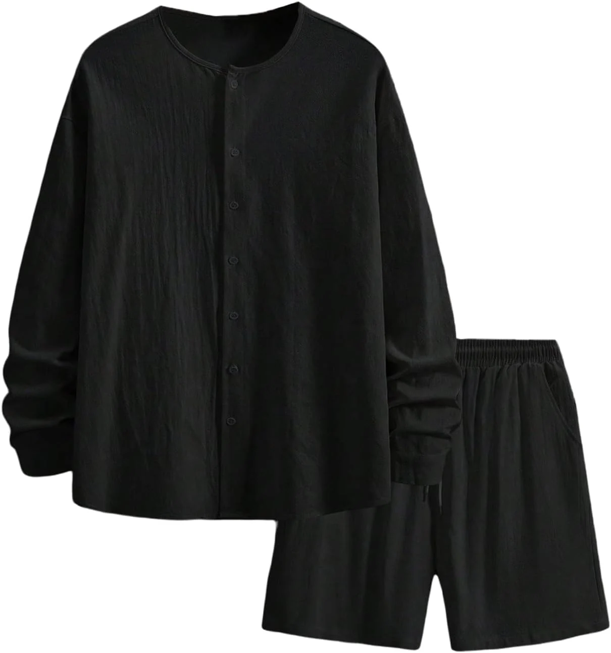2 Piece Summer Outfits Long Sleeve Button Down Shirt and by OYOANGLE, photograph 1 of 4